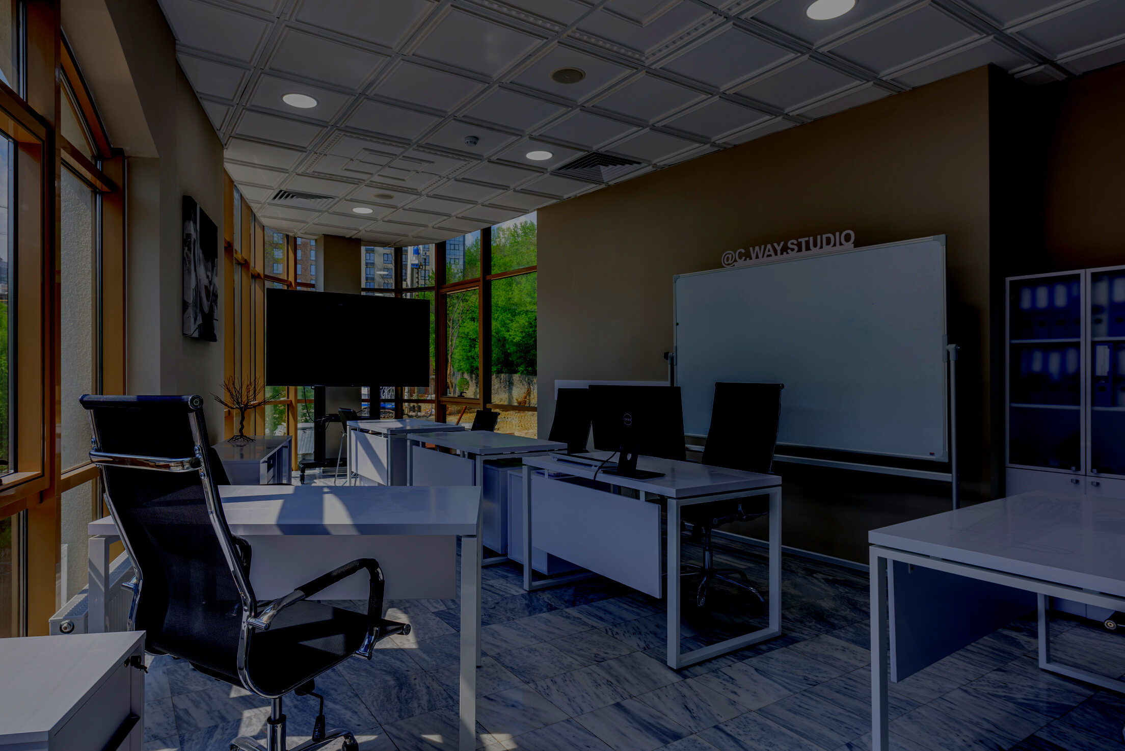 White Desks and Swivel Chairs in the Office